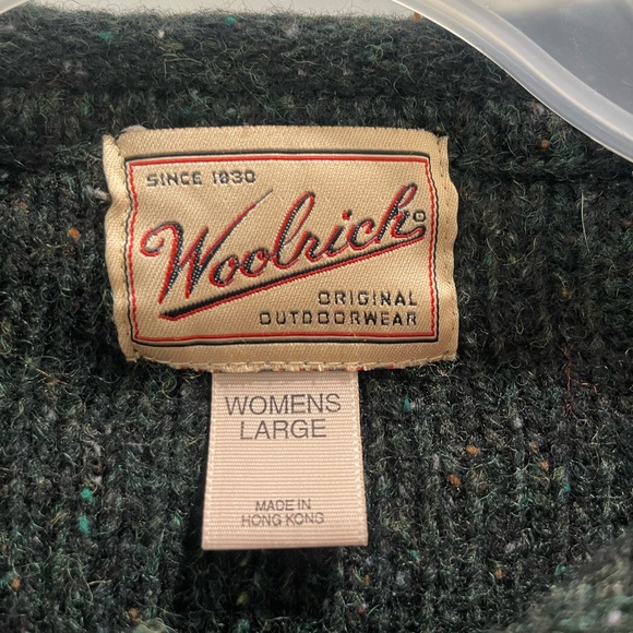 Woolrich Christmas Holiday Pure Wool Cardigan Green Size L Snowman Embroidered - Picture 7 of 12